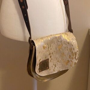 Elegant Gold and Brown Crossbody Bag